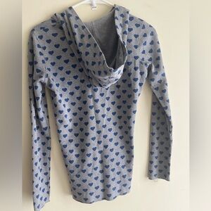 Blue Heart Pattern Cowl Neck Sweater